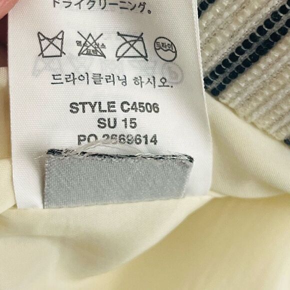 J.Crew Womens Cream Blue Patch Pocket Striped Tweed Sheath Midi Dress Size 4 - Picture 9 of 9